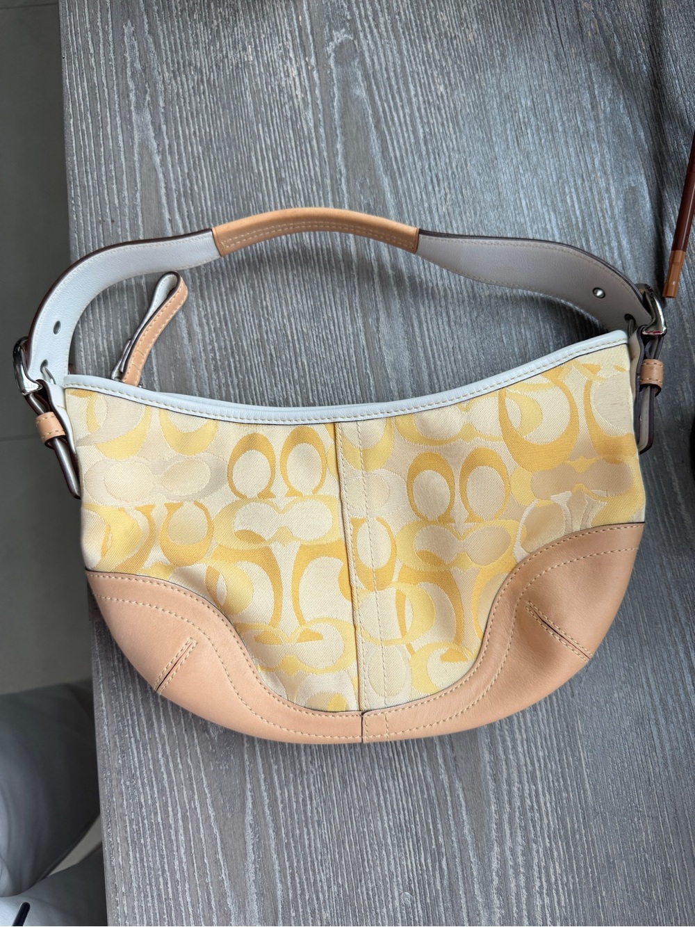 Coach Vintage Yellow Soho Optic Collection Small Signature Hobo Handbag.
